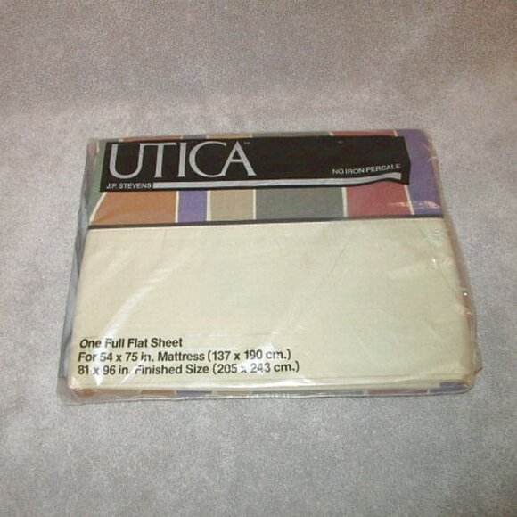 Vtg Utica by J.P. Stevens Sorcery Full Flat Sheet Percale Rainbow Stripe Artsy - Picture 8 of 10